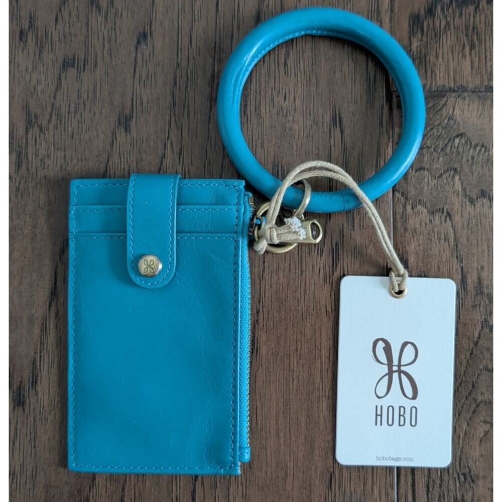 Hobo Leather Ring Credit Card Wristlet in Biscayne Blue NEW! - Picture 2 of 6